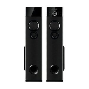 Philips Audio SPA9125 2.0CH 130W Multimedia Tower Speakers with Wireless Microphone,Multi-Connectivity Option with Supporting USB, AUX, FM,Mic & Thumping Bass with Karaoke(Black)