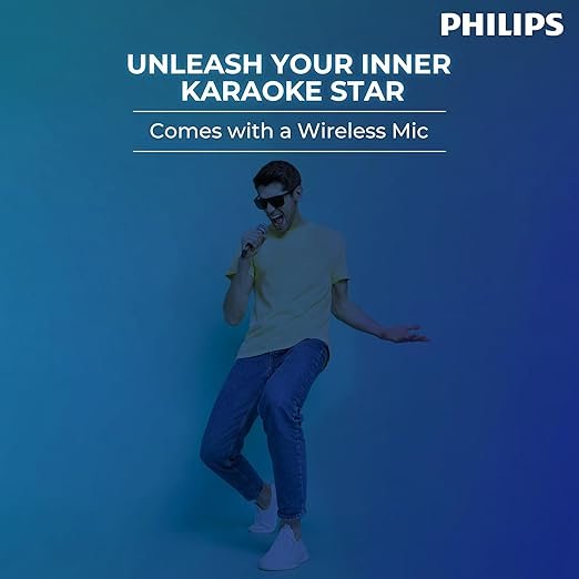 Philips Audio SPA9125 2.0CH 130W Multimedia Tower Speakers with Wireless Microphone,Multi-Connectivity Option with Supporting USB, AUX, FM,Mic & Thumping Bass with Karaoke(Black) - Image 5