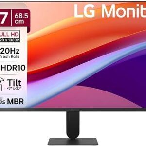 LG 27U411A-BD 68.5 cm (27 Inch) FHD (1920x1080) IPS Monitor, 1ms(MBR), 120Hz, Anti-Glare, sRGB 99%(Typ.), HDR10, 3-Side Virtually Borderless, Reader Mode, Flicker Safe, VGA, HDMI, Slim Stand, Black