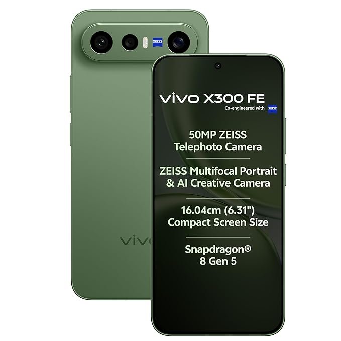 vivo X300 FE 5G (Urban Olive, 12GB RAM, 256GB Storage) with No Cost EMI/Additional Exchange Offers