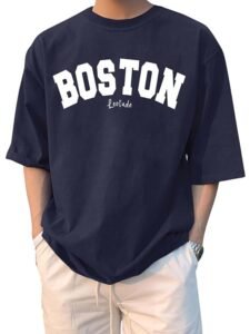 LEOTUDE Men's Half Sleeve Round Neck Cottonblend Graphic Print Oversized